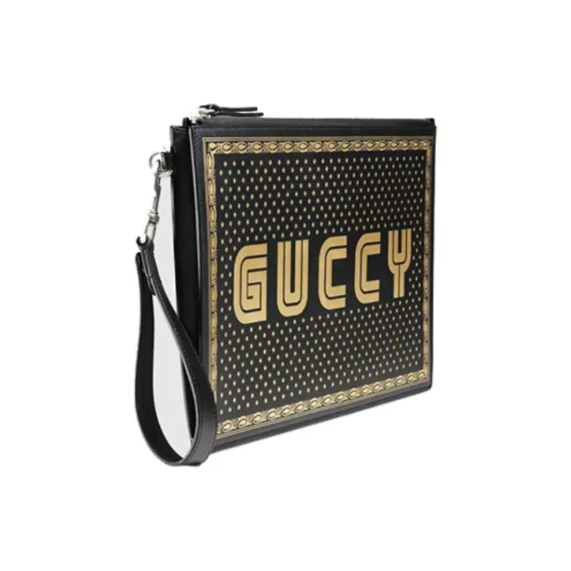 GUCCI Leather Clutch Wallet Unisex Black-1