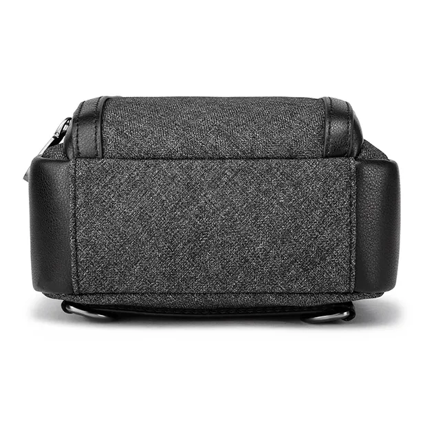FAIRWHALE Oxford With Cow Leather Shoulder Bag, Crossbody Bag, Sling Bag Men's Dark Gray-4
