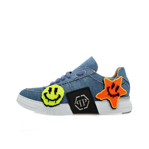 PHILIPP PLEIN Smile Graffiti Denim Low-top Sneakers