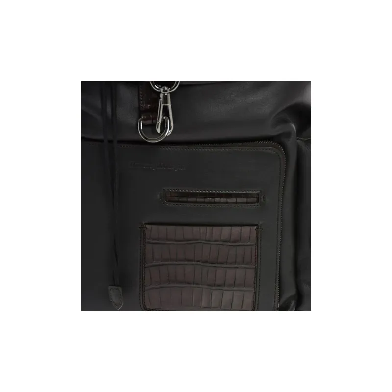 Zegna Leather Backpack Women's Black-3