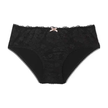 Victoria's Secret BODY BY VICTORIA Lace-Front Hiphugger Panty/Black Underpants Women's 1 Pack Black