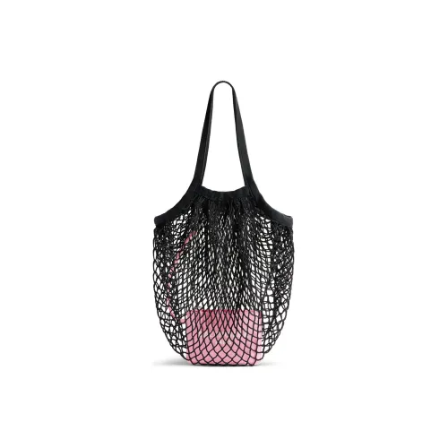 Balenciaga Nylon Fishnet With Webbing One Shoulder Handbags Medium Size Women's Black
