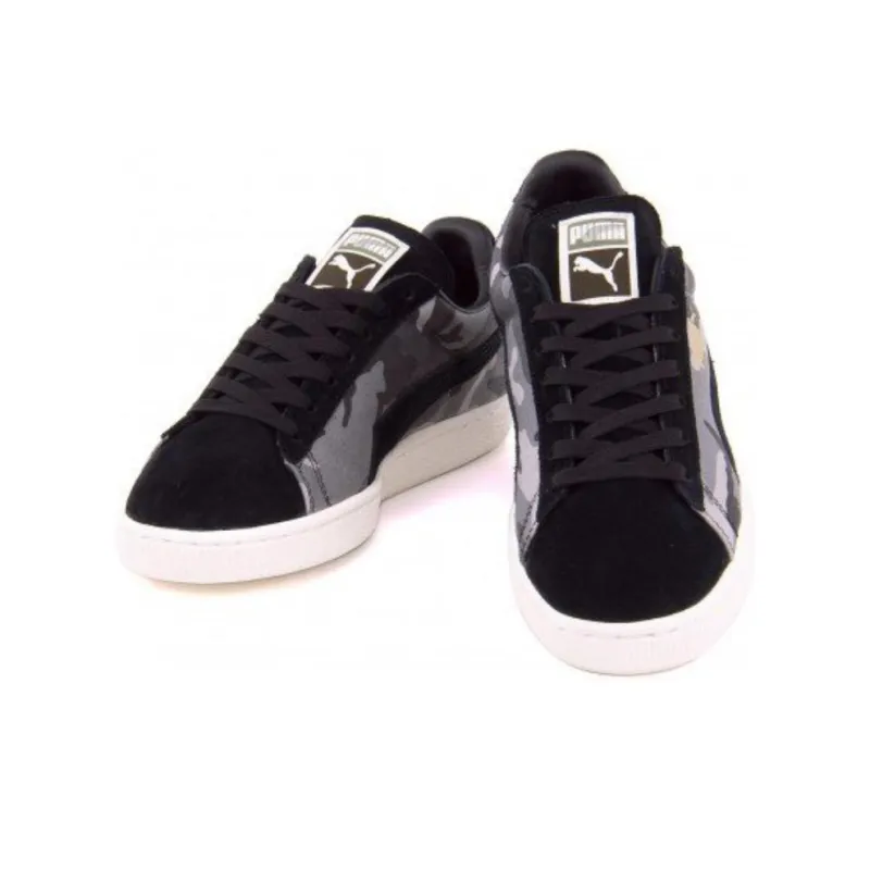 PUMA Suede Coverage Warm Lightweight Breathable Low-Top Skateboard Shoes Men's Black Gray Camouflage-5
