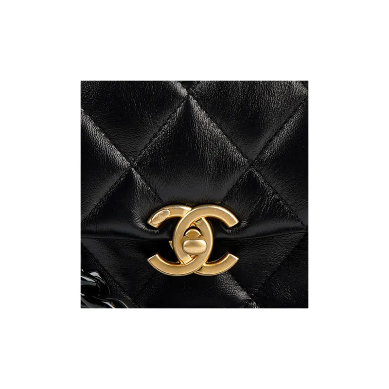 CHANEL Lambskin Crossbody Bags Mini Women's Black-3