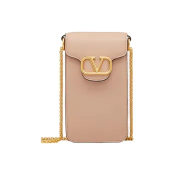 Valentino Locò Calfskin One Shoulder Crossbody Cell Phone Pouch Mini Women's Cinnamon Pink