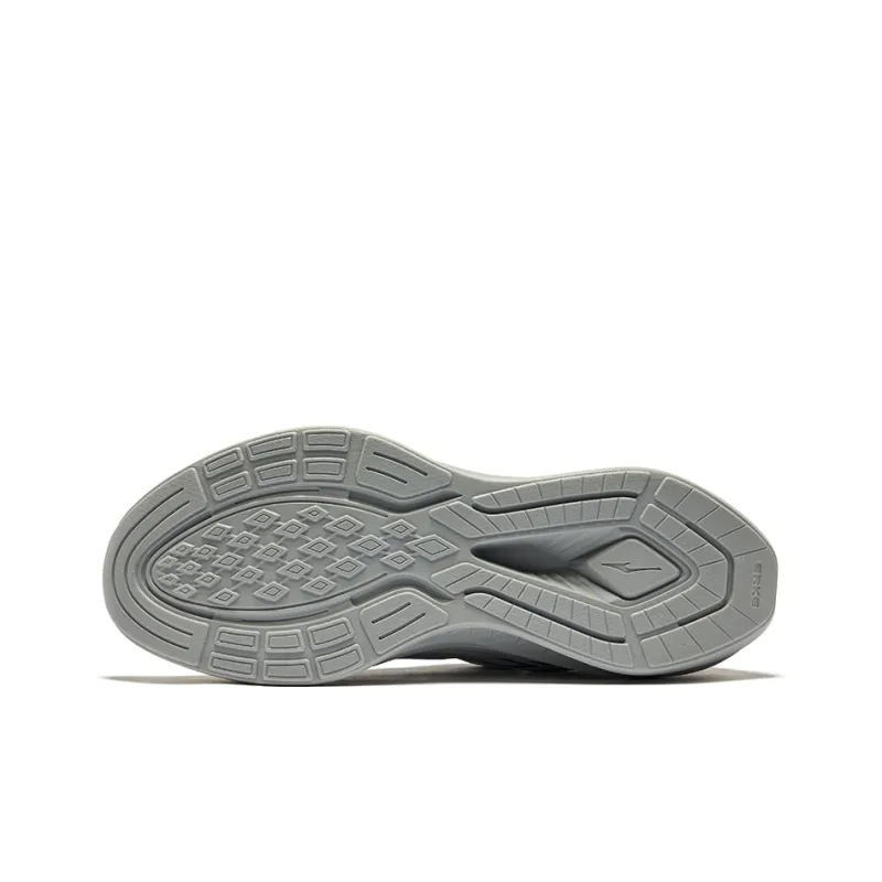 Erke Cushioning Breathable Low Top Running Shoes Men's White Dew Gray Jet Black-3