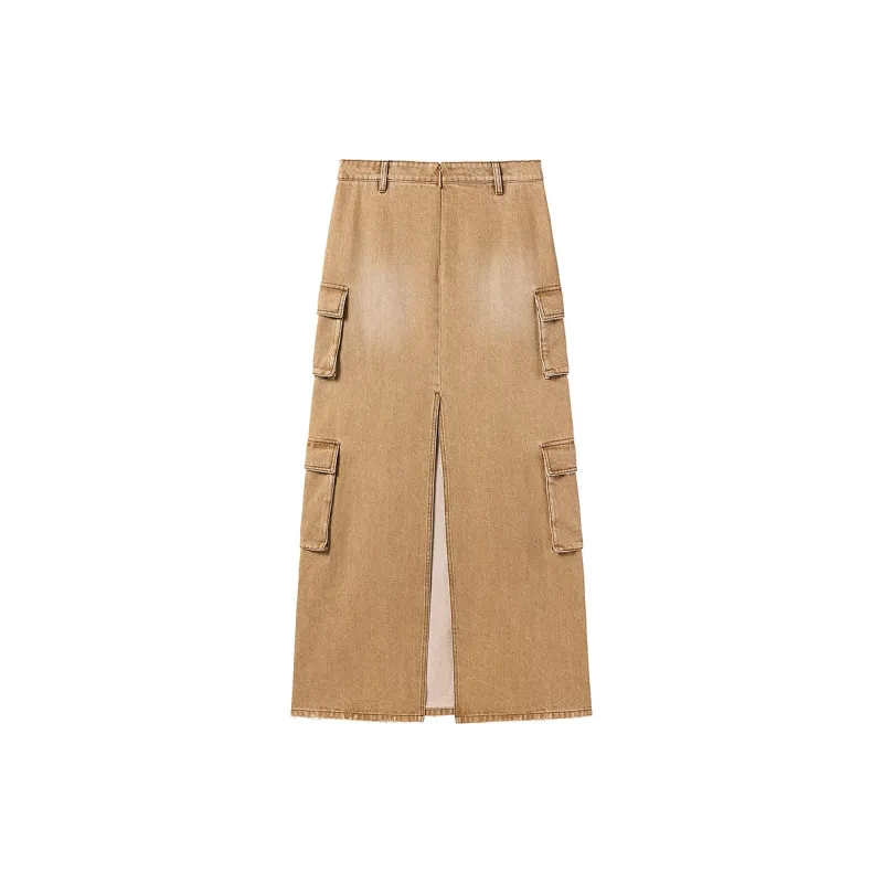 Miss Sixty Denim Long Skirts Women's Khaki-1