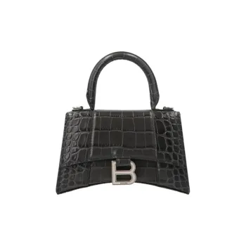 Balenciaga Hourglass Leather Handbag Women's Dark Gray
