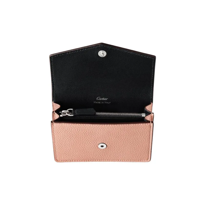 CARTIER PANTHÈRE Calfskin Card Clip Card Holder Women's Pink-2