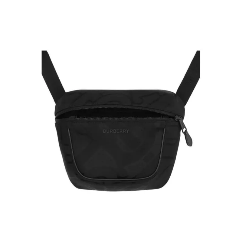 Burberry Monogram Leather Shoulder Bag, Crossbody Bag Men's Black-2