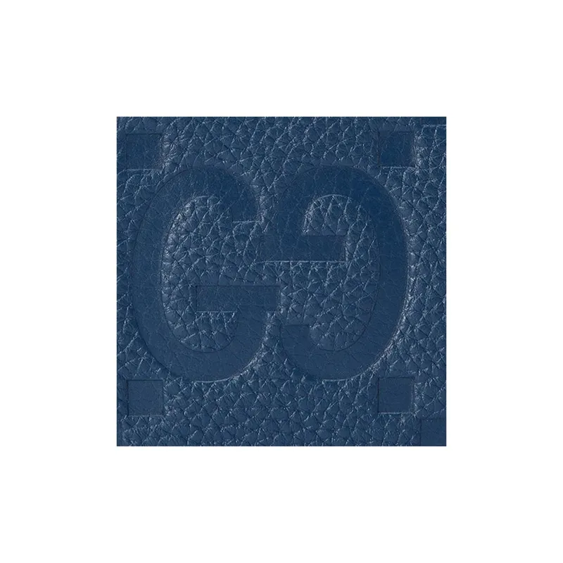 GUCCI Leather Wallet Large Size Men's Blue-5