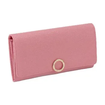 BVLGARI Cow Leather Wallet Women's Pink