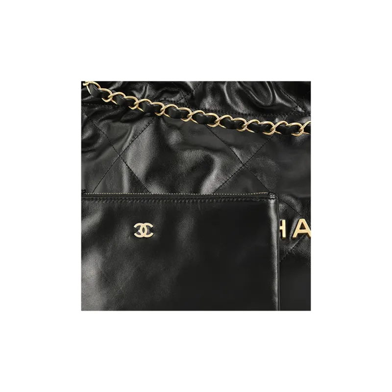 CHANEL 22Bag Leather Handbag, Shoulder Bag Women's Black-4