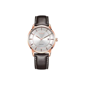 RARONE Freedom Series Mechanical Movement Genuine Leather Strap Watch Men's Watches Silver Dial