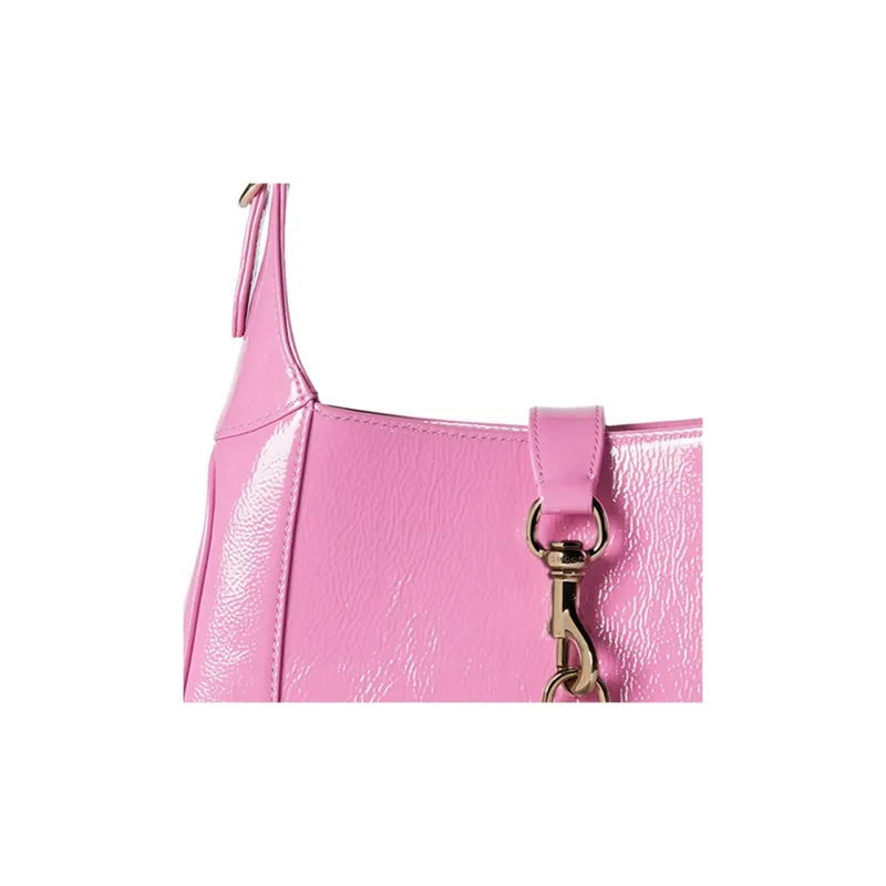 GUCCI Jackie 1961 Patent Leather Handbag, Shoulder Bag Small Size Women's Pink-8