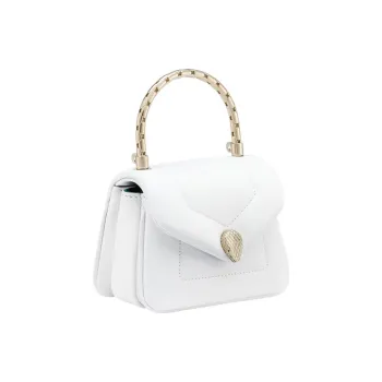 BVLGARI Serpenti Reverse Calfskin Shoulder Bag Crossbody Bag Handbag Mini Women's White