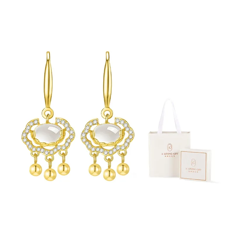 Mom's Gift Chalcedony Earrings Women's-2