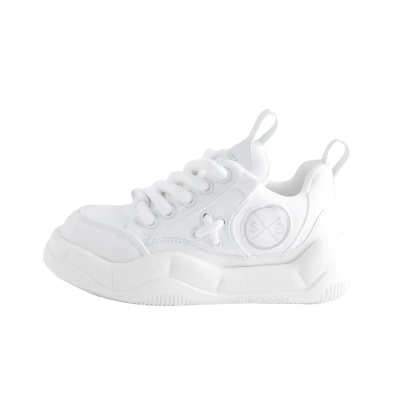 SIMON SCOTT SS Puffy Shoes Height Increasing Lightweight Breathable Low Top Skateboard Shoes Unisex White-0