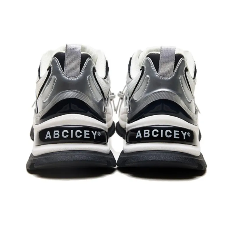ABCICEY Chunky Sneakers Unisex Low Top Silver-3