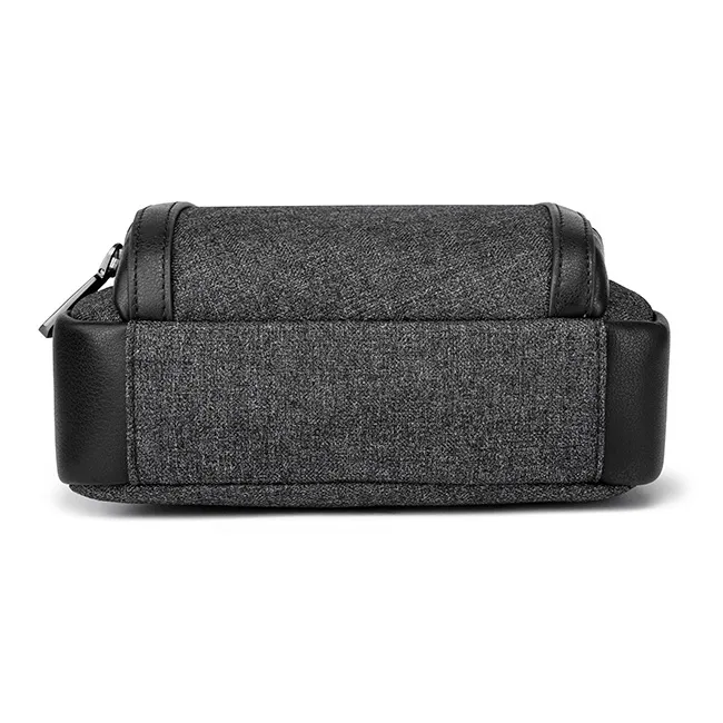 FAIRWHALE Oxford With Cow Leather Shoulder Bag Crossbody Bag Messenger Bag Men's Dark Gray-4