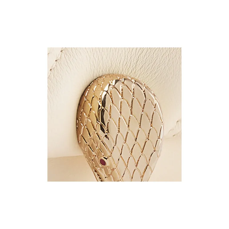 BVLGARI Serpenti Cabochon Calfskin Shoulder Bag Crossbody Bag Mini Women's Ivory White-7