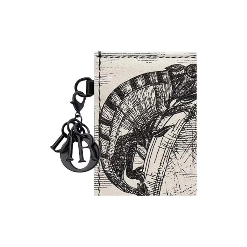 DIOR Lady Dior Calfskin Card Holder Women's Black/White-2