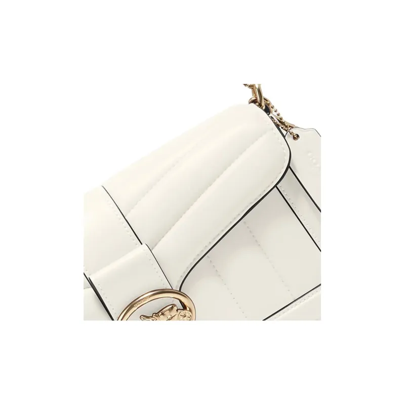 COACH Georgie Leather Shoulder Bag Portable Crossbody Bag Shoulder Bag Women's Pure White-3
