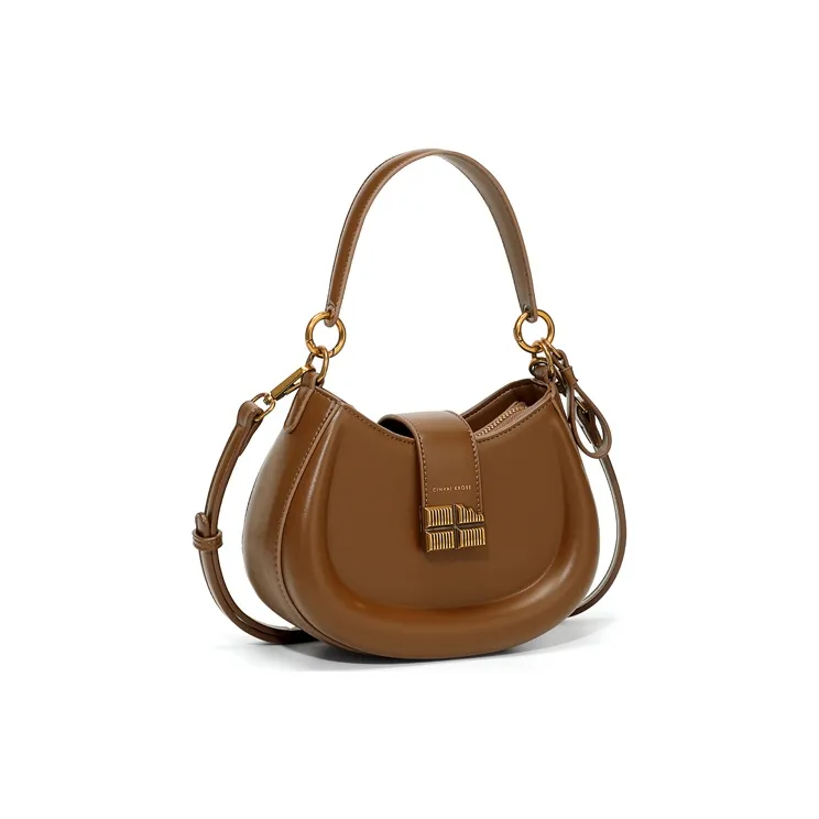 Simvay Clos PU Saddle Bag Shoulder Bag Crossbody Bag Handbag Small Size Women's Ecru/Brown/Black-11
