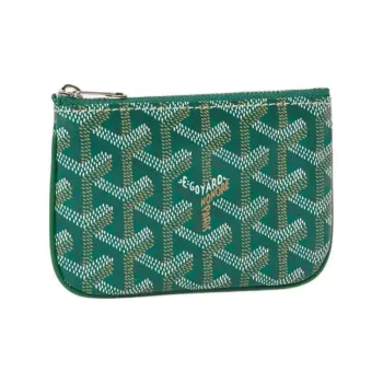 GOYARD Canvas With Calfskin Key Pouch Extra Mini Unisex Green