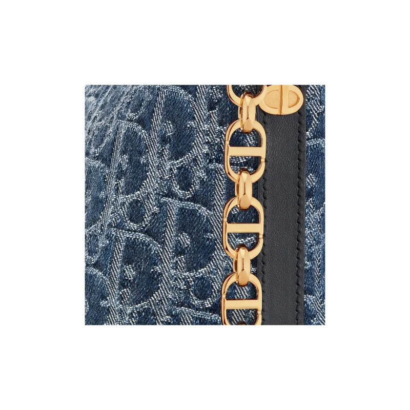 DIOR Jacquard Fabric Handbag, Shoulder Bag Women's Blue-5