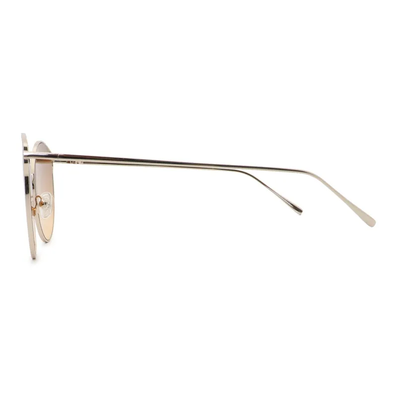 Pair Ponyo Metal Round Sunglasses Unisex Gold-2