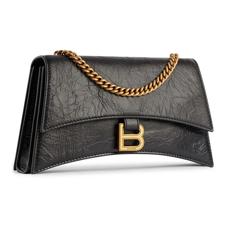 Balenciaga CRUSH Embossed Calfskin Crossbody Bag Shoulder Bag Women's Black-2