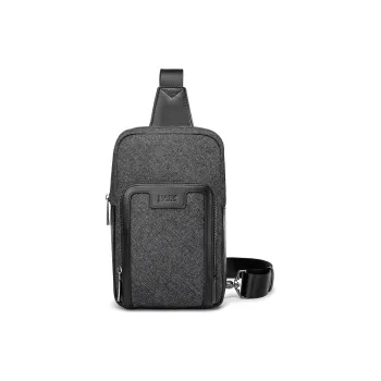 FAIRWHALE Oxford With Cow Leather Shoulder Bag, Crossbody Bag, Sling Bag Men's Dark Gray