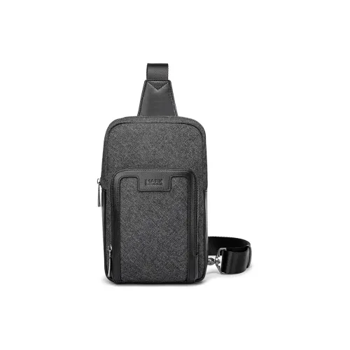 FAIRWHALE Oxford With Cow Leather Shoulder Bag, Crossbody Bag, Sling Bag Men's Dark Gray