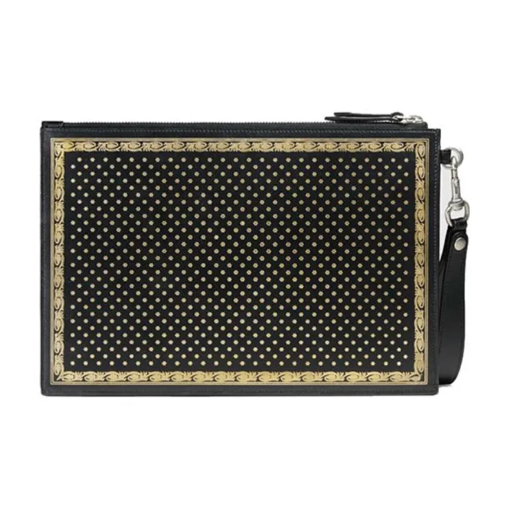 GUCCI Leather Clutch Wallet Unisex Black-3