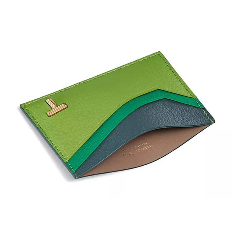 TIFFANY & CO. Tiffany T Goatskin Card Holder Women's Emerald Green-3