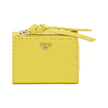 FENDI Peekaboo Calfskin Coin Purse Women's Lemon