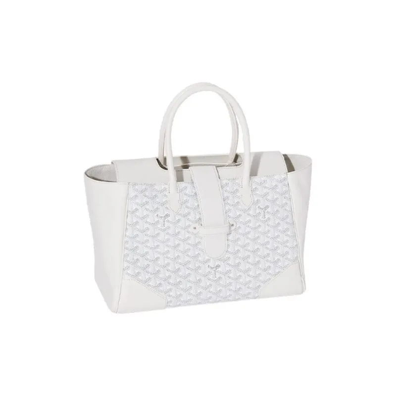 GOYARD Saigon Canvas With Leather Xigong Tote Handbags Shoulder Bags Large Size Unisex White-3