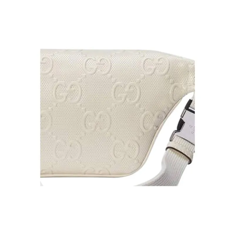 GUCCI Leather Shoulder Bag Crossbody Bag Sling Bag Fanny Pack Unisex White-8