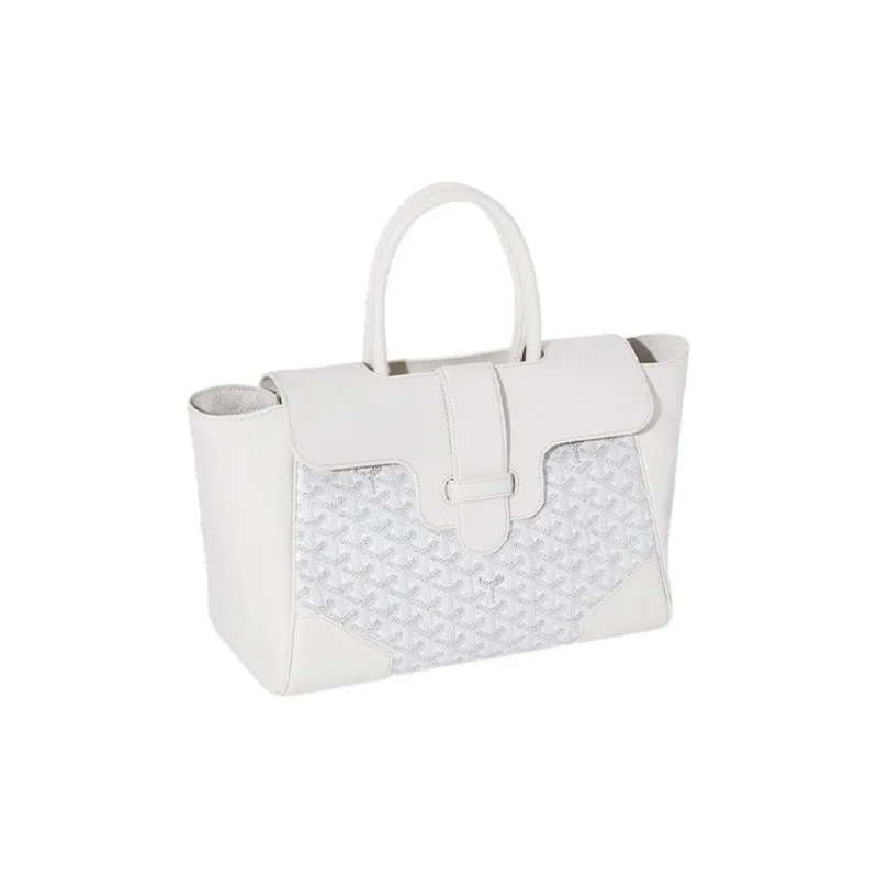 GOYARD Saigon Canvas With Leather Xigong Tote Handbags Shoulder Bags Large Size Unisex White-2