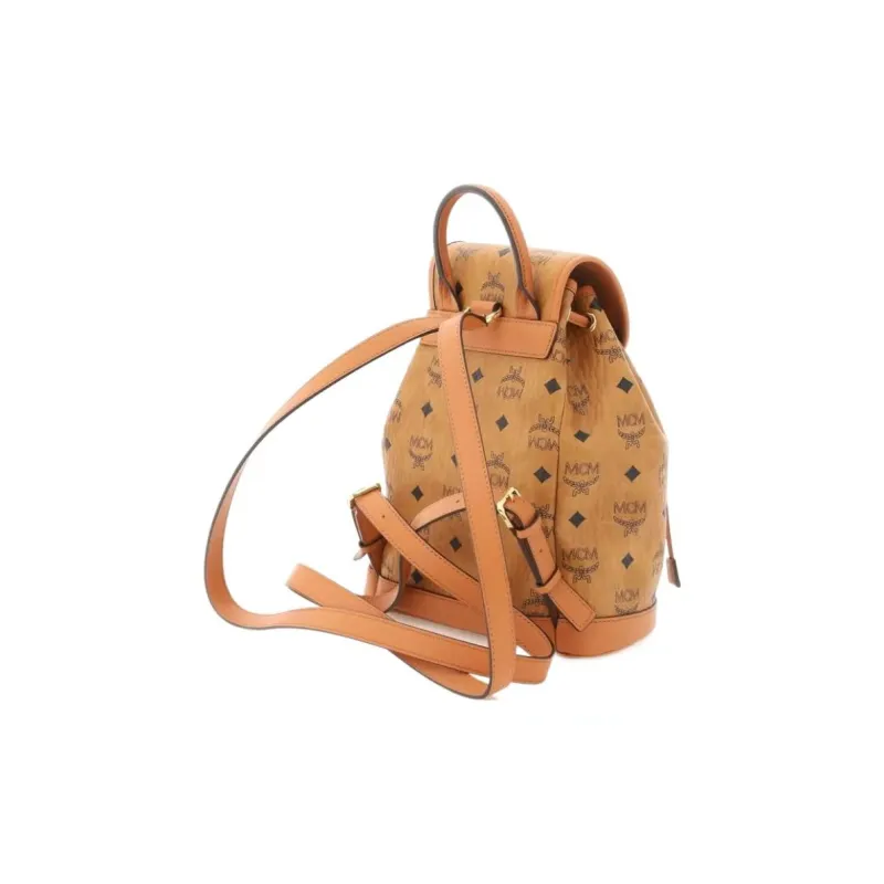 MCM Aren Canvas With Spain Calfskin Backpack Mini Unisex Brown/Cognac-2