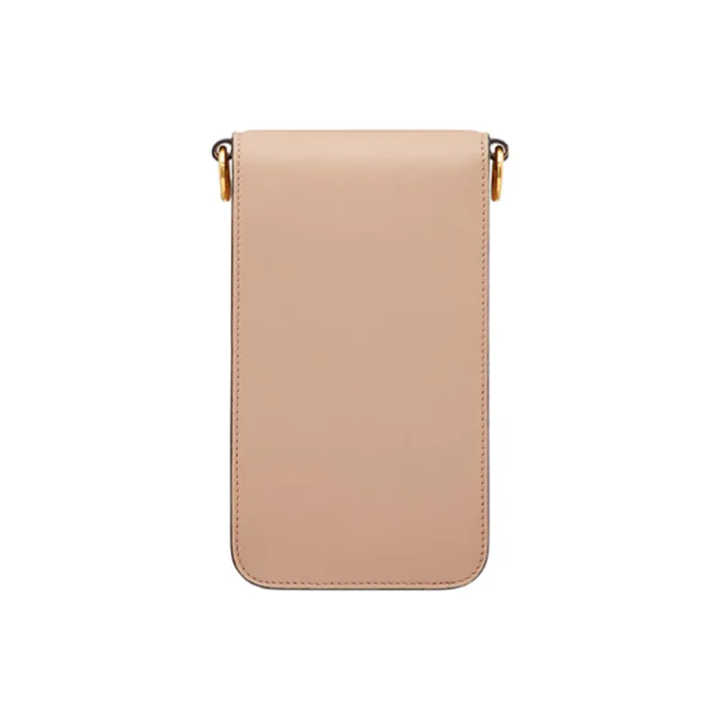 Valentino Locò Calfskin One Shoulder Crossbody Cell Phone Pouch Mini Women's Cinnamon Pink-3