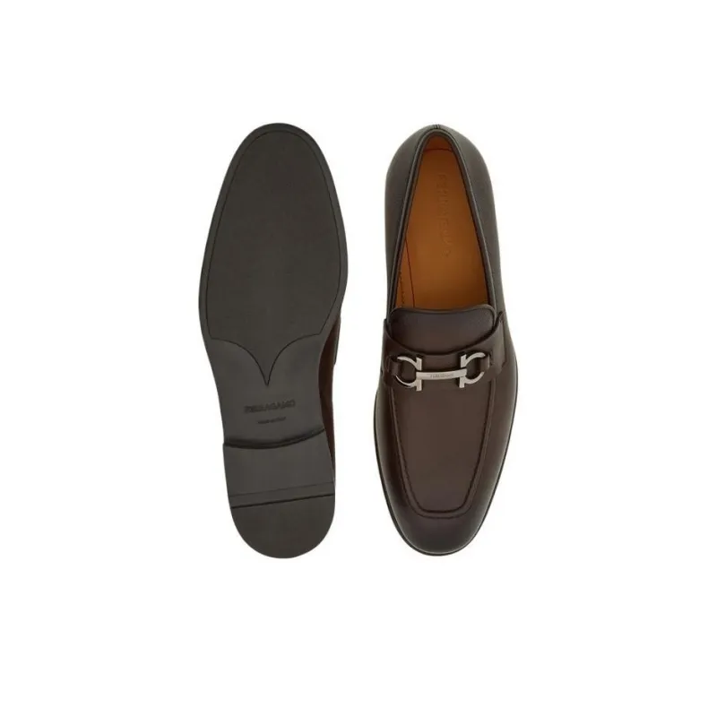 FERRAGAMO Gancini-plaque Leather Loafers-4