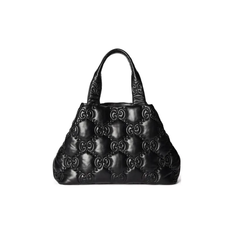 GUCCI GG Matelassé Leather Tote Bag Shopping Bag Shoulder Bag Handbag Large Size Women's Black-4