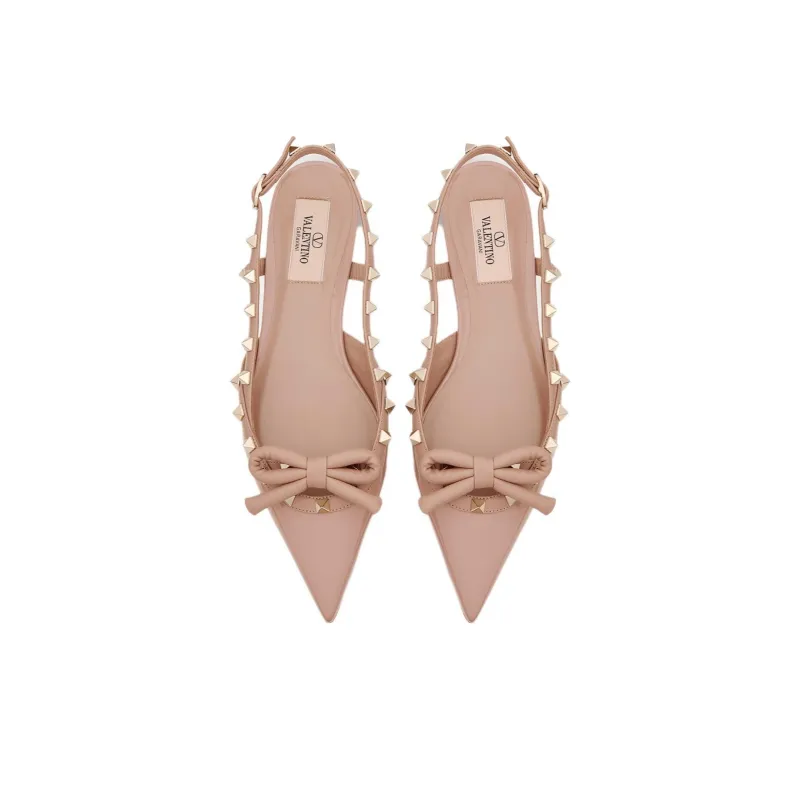 Valentino Garavani Rockstud Bow Slingback Ballerina Shoes-3