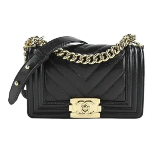 CHANEL Leboy Embossed Calfskin With Grains Portable Crossbody Bag Shoulder Bag Women's Black