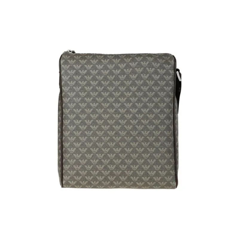 EMPORIO ARMANI Leather Messenger Bag, Shoulder Bag, Crossbody Bag Men's Khaki-2