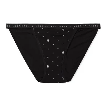 Victoria's Secret PINK Stretch Cotton String Bikini Panty/Print Underpants Women's 1 Pack Black
