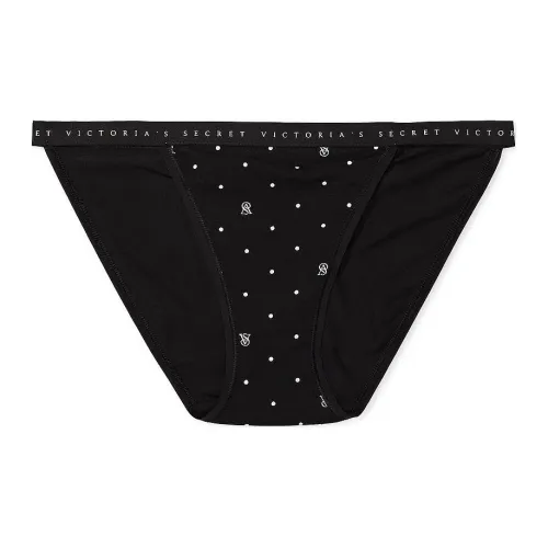 Victoria's Secret PINK Stretch Cotton String Bikini Panty/Print Underpants Women's 1 Pack Black