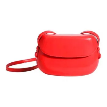 NOMK Leather Tote Bag Shopping Bag Small Square Bag Saddle Bag Shoulder Bag Crossbody Bag Small Size Women's Red